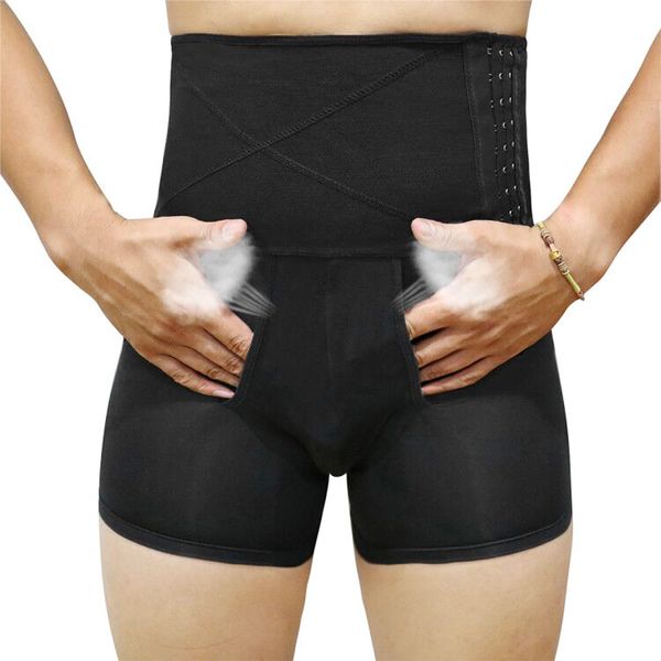 

breathable men's underwear boxer high waist girdle three breasted corset butt lifter pant a168