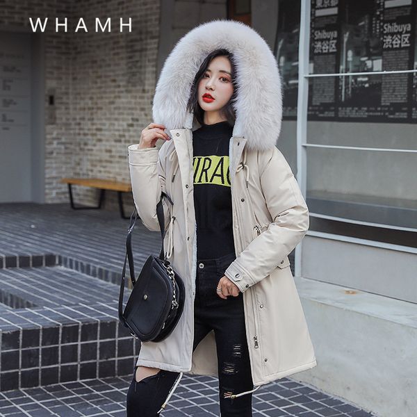 

winter warm velvet thick faux fur coat parka coat women solid color large pocket down jacket new women's long fashion, Black