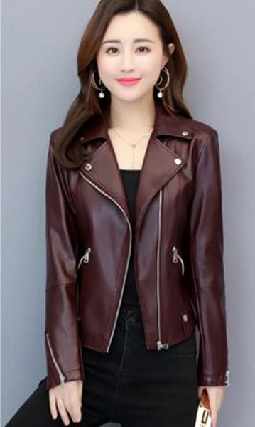 

women europe and the united states spring and autumn business british new style trend boutique show slim slim short sheep leather coat m-4xl, Black