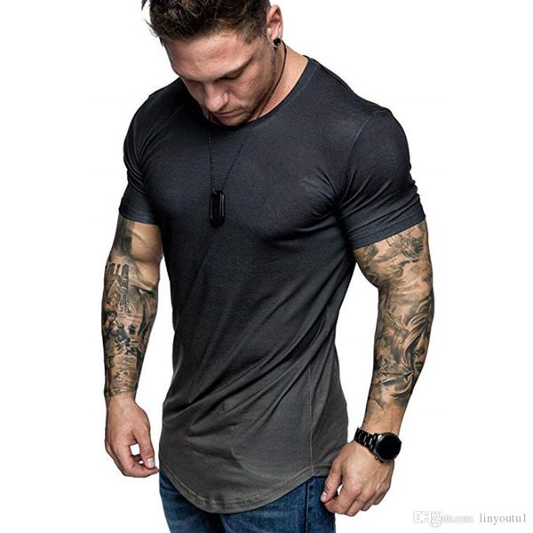 

2020 tshirts men's summer slim fit casual gradient color large size short sleeve blouse t shirt men fashion high quality, White;black