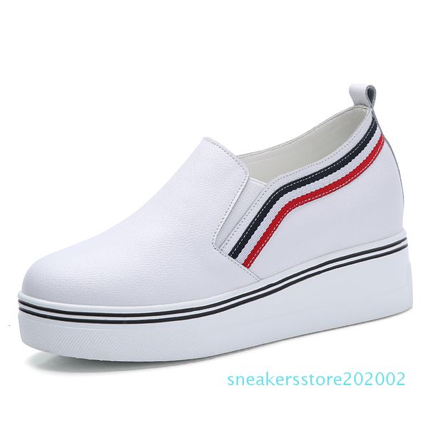 

o16u women sneakers fashion platform casual shoes genuine leather low slip on increasing ladies white black shoes designer s02