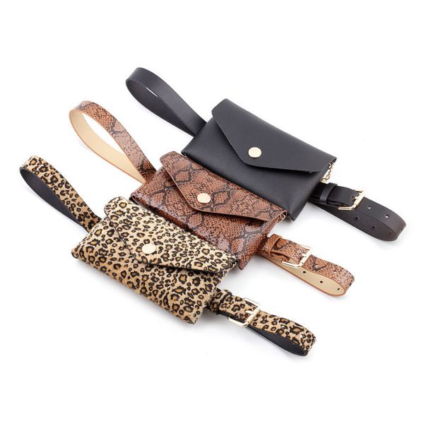 

2020 new ladies black snake skin leopard waist belt bag purse female fanny pack strap belts for women dresses cinturon mujer, Black;brown