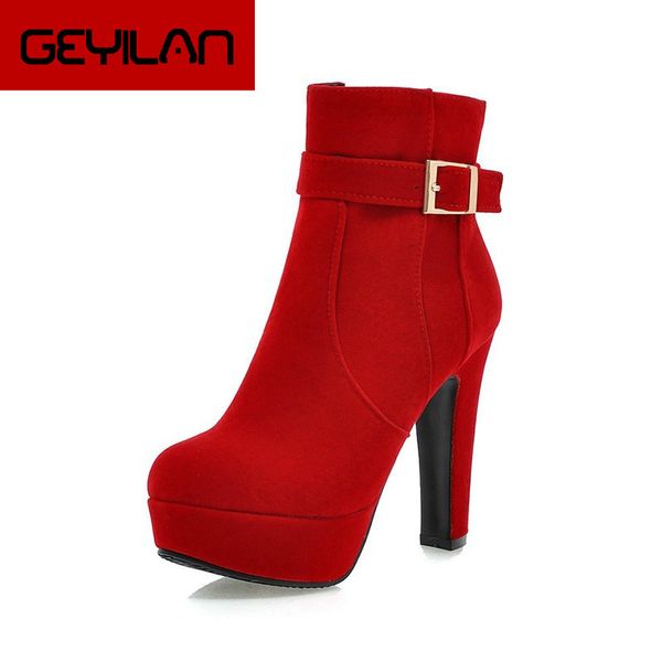 

2019 large sizes 33-43 party booties woman fashion high heels women's shoes add fur winter ankle boots female tgh78, Black