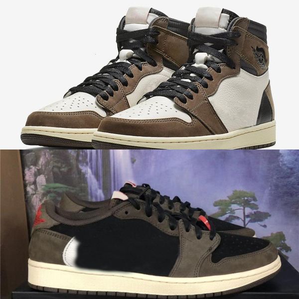 

2020 authentic travis scott x 1 low retro og sp dark mocha black university red sail men casual shoes sports sneakers cq4277 -001