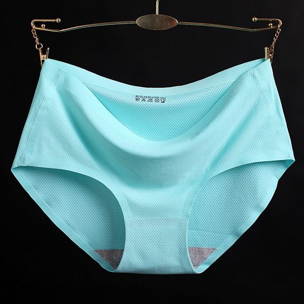 

women's panties ice silk seamless mesh breathable ladies a piece thin briefs hollow out waist pants panty underwear, Black;pink