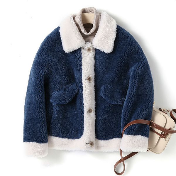 

зимняя из натуральной шерсти женщины 100% натуральная шерсть куртки женской осенней одежды 2020 стрижки овец пальто замша подкладка hiver x1, Black