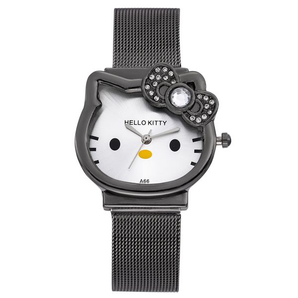 

kids watch cartoon clock girl children lovely hello kitty women wrist watch gold child casual hodinky ceasuri criancas relogio, Slivery;brown