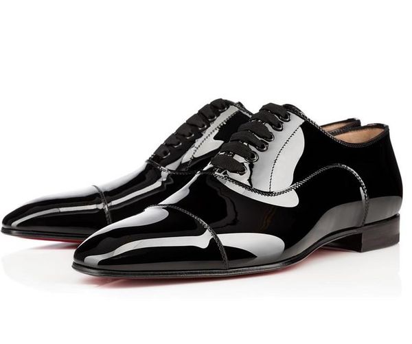 

designer fashion red bottom shoes greggo orlato flat genuine leather oxford mens walking flats wedding party loafers spiked dress shoe c7, Black