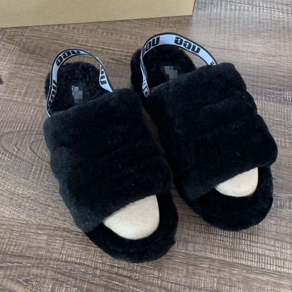 

Furry Sandals Подростковая зимняя домашняя обувь Меховые сандалии на плоской подошве н