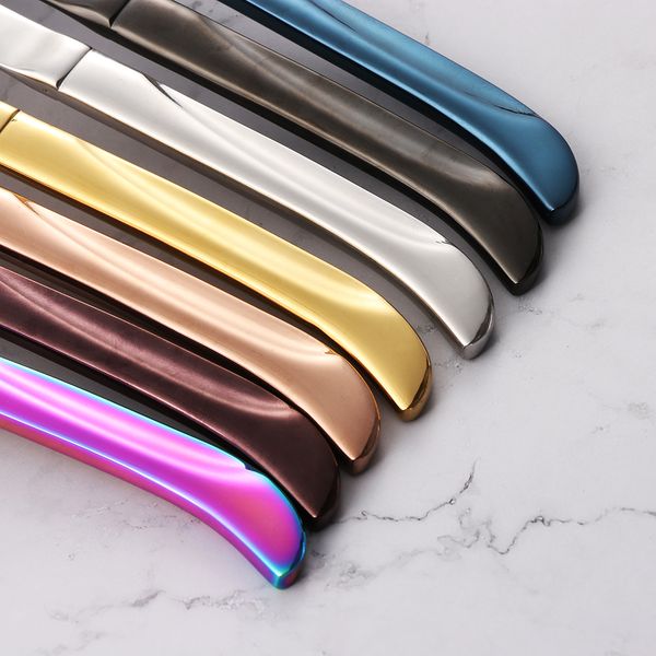 

stainless steel rainbow steak knife sharp table cutlery dinnerware multi-color tablekitchen restaurant dinnerware
