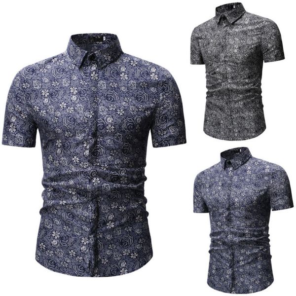 

2020 mens short sleeve button down t-shirt slim fit casual dress stylish shirts, Black;blue