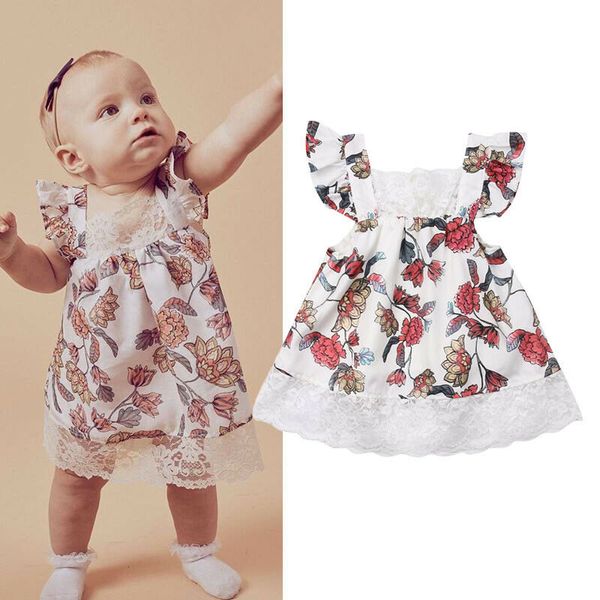 

0-24m baby dress infant kid girl clothes summer lace flower party pageant princess gown prom dresses sundress, Red;yellow