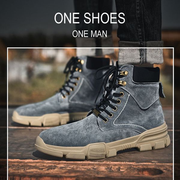 

qpfjqd fashion breathable mens winter booties new nubuck martins ankle boots man genuine split leather fur army sneaker high top, Black