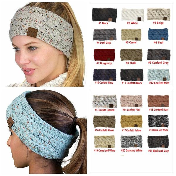 

21 color cc knitted crochet headband women winter port headwrap hairband turban head band ear warmer beanie cap headband 300pc