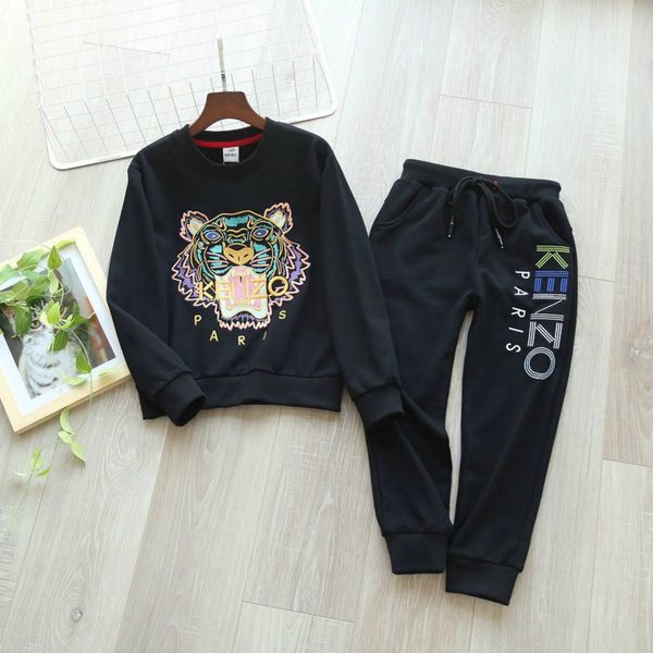 

kids designer clothing sets luxury tiger head embroidery hoodies sweatshirt & tracktpants active boys tracksuits teens two-piece sets, White
