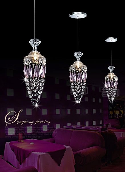 LED goutte lumière moderne salle à manger plafonnier violet cristal suspension pour cuisine îlot éclairage chambre lampe