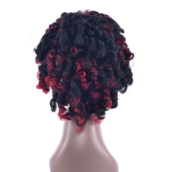 Red Mix Black Synthetic Hair Wigs Afro Curly Hair Heat Resistant