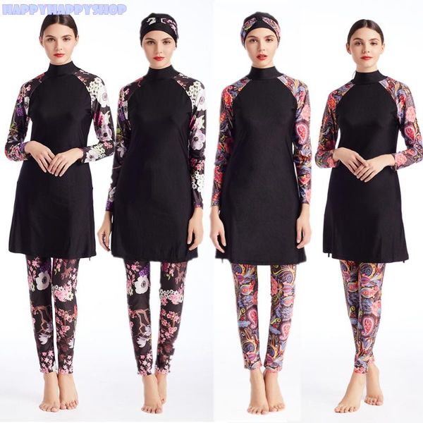 

plus size muslim burkinis women casual long sleeve pants swimming cap 3pcs modest swimwear swimsuit beachwear islamic new