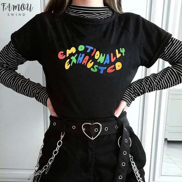 

harajuku gothic female tshirt emotionally 100% cotton exhauste print short sleeve amp; tees fashion casual women clothing t shirts, White