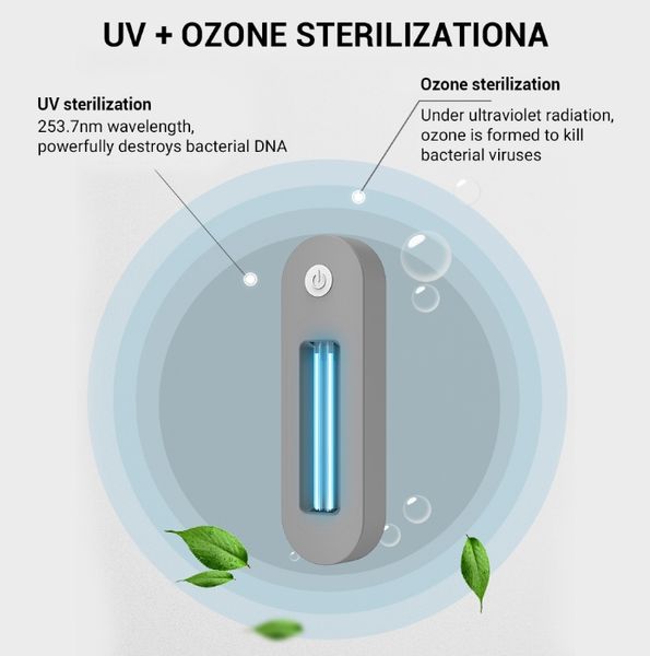 Lampada germicida UV portatile Lampada sterilizzatore UV a raggi ultravioletti Home Travel Closestool Toilette Sterilizzazione UVC + ozono Lampada da toilette CY8823