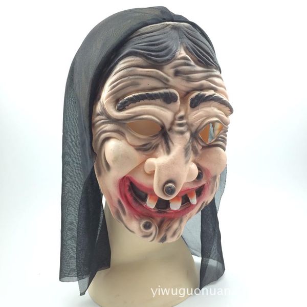 

halloween mask horror witch headgear movie props witch black latex party mask