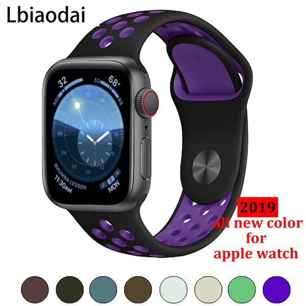 

strap band 42mm 38mm iwatch band 4 3 44mm 40mm pulseira correa sport silicone bracelet 4 3, Black;brown