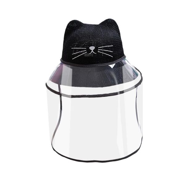 

kancoold child baby protective hat boys and girls baby cute cat sunscreen sun visor dustproof transparent detachable knitted hat, Yellow