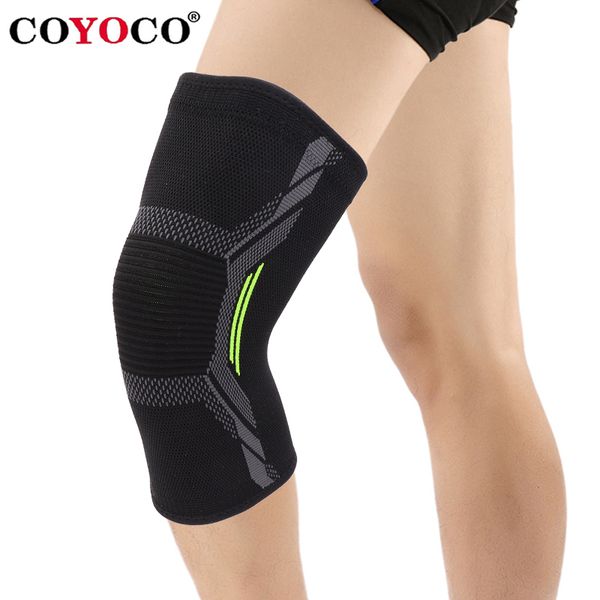 

1 pcs sports knee pad sleeve support protect kneepad coyoco brand running cycling gym braces elastic knee warm black green, Black;gray