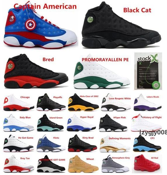 

13 13s jumpman mens basketball shoes captain american black cat he got game bg sneakers with box