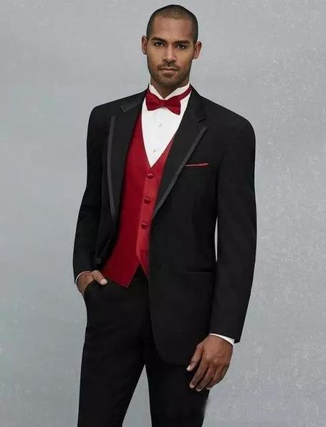 

fashion black groom tuxedos notch lapel groomsmen wedding dress excellent man jacket blazer 3 piece suit(jacket+pants+vest+tie) 1062, Black;gray
