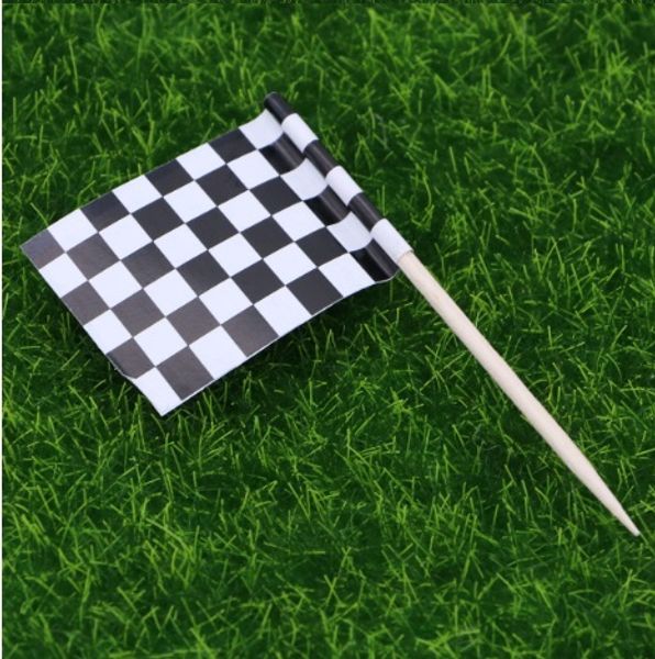 

Mini Racing Flag 100 Pcs Paper Food Picks Dinner Cake Toothpicks Cupcake Toppers Decoration Fruit Cocktail Sticks Party Supplies