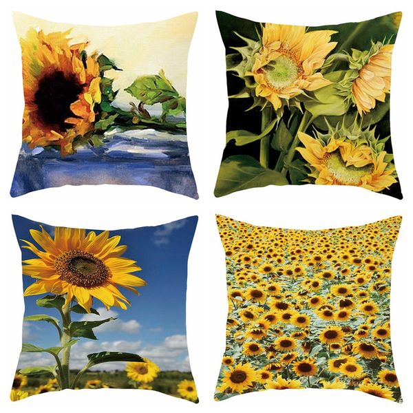 

pillow case sunflower decorative pillowcase short plush polyester throw pillow cover for home decoration bed sofa couch