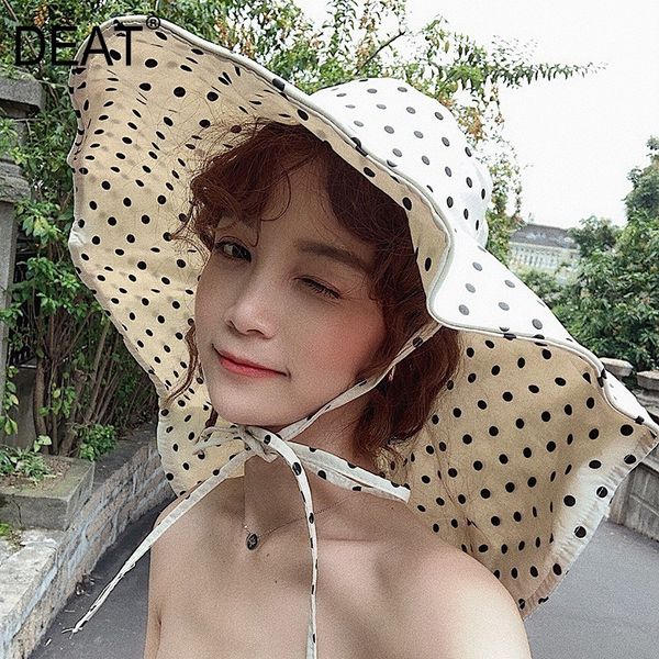 

deat]2019new spring summer round dome temperament dots print bandage big brim fishermen hat women fashion tide all-match 10c999, Blue;gray