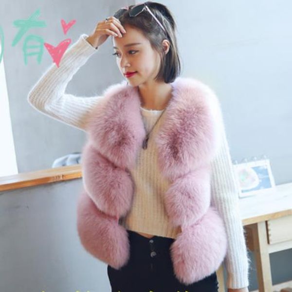 

furry women faux fur coats 2019 imitation faux fur retro gilet vest coat winter women furry thick sleeveless jacket m885, Black