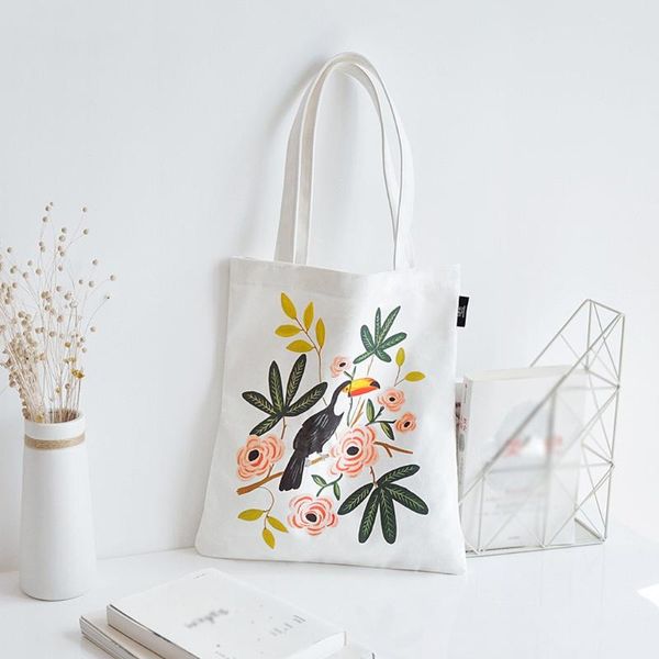 

literary print shoulder bag women eco-friendly canvas casual tote handbag shoulder bag female canvas lady shopping bolso