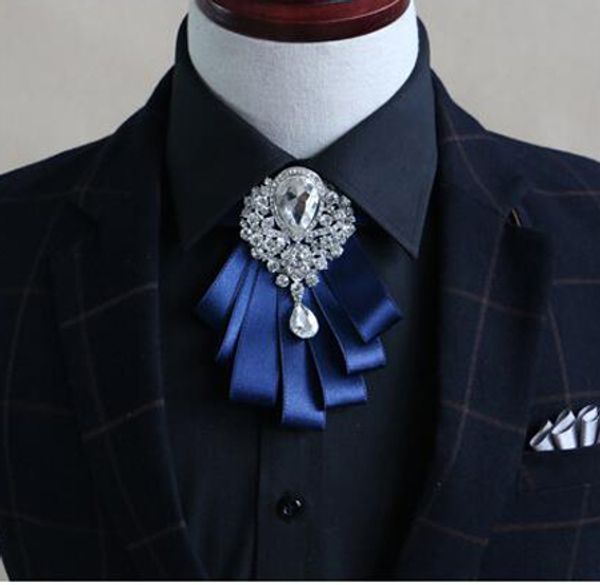 

luxury british style striped bowtie gentlemen wedding jewelry crystal butterfly, Black;gray