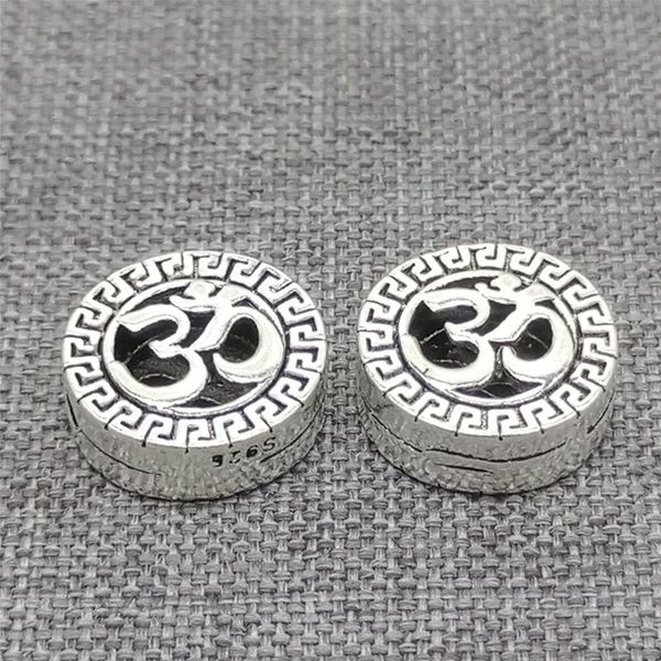 

other 3pcs of 925 sterling silver om round circle beads for yoga buddhism bracelet