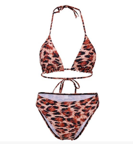 

swimwear leopard print beach bikini two-piece swimsuit female split beach print leopard print split swimsuit bikini two-piece, White;black