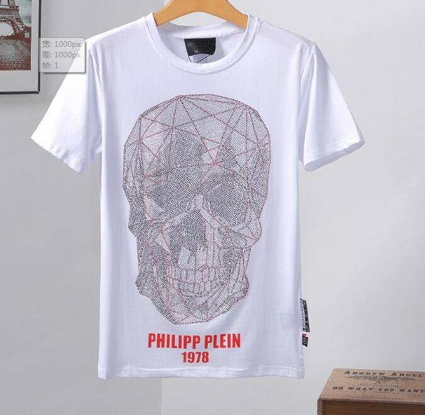 

new men's t-shirt short-sleeved cotton skull print t-shirt round neck slim t-shirt men's fashion pullover skateboard g146, White;black