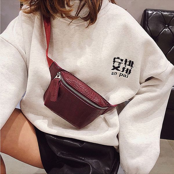 

alligator pattern leather waist bags ladies belt bag women ins disco fanny packs pouch wallet small travel hip chest pack bum