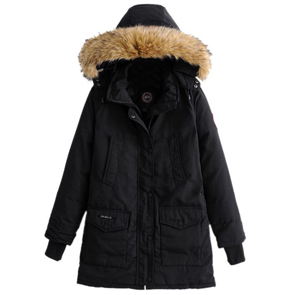 

women fashion faux raccoon collar hooded winter coats elegant zipper jackets ffzwt48, Black
