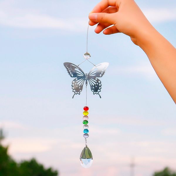 

h&d 20mm/38mm handmade chakra butterfly suncatcher crystal ball prisms rainbow maker window hanging ornament home wedding decor