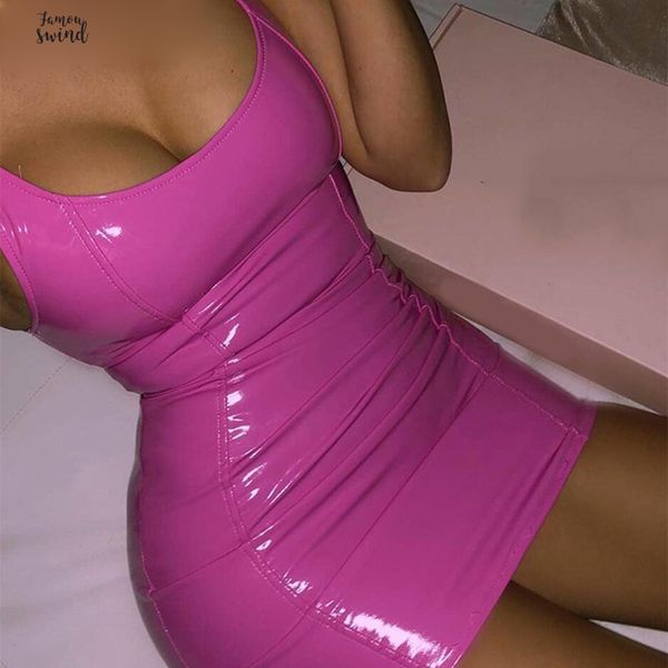 

платье без рукавов pu дамы кожа sexy мини моды o шеи оболочки лето танк платье партии backless пляж повседневные платья, Black;gray