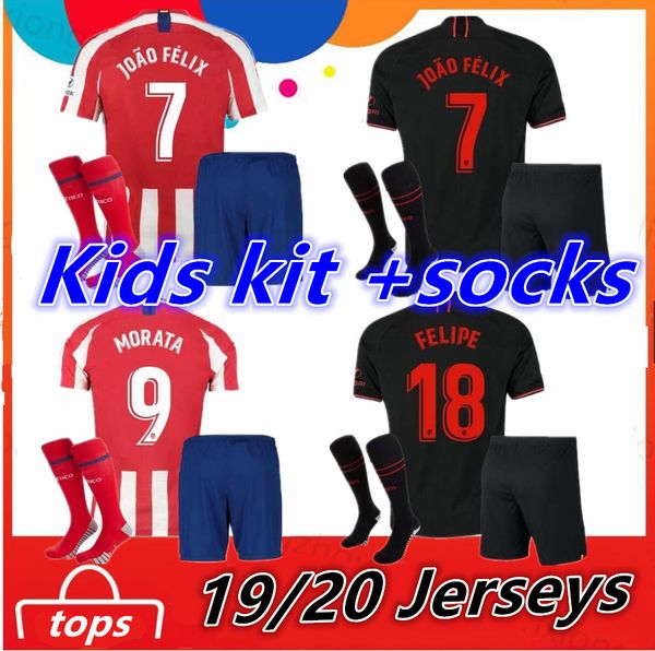 

Atletico de madrid 2020 kid kit ock joao felix morata aul football hirt 2019 at home away occer jer ey boy cami a de futebol