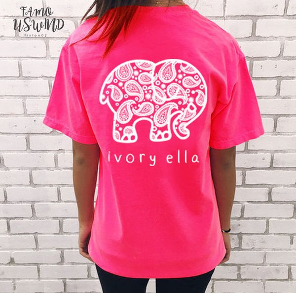 

elephant printed t shirt women summer animal short sleeve tshirts t shirt letter girl casual, White