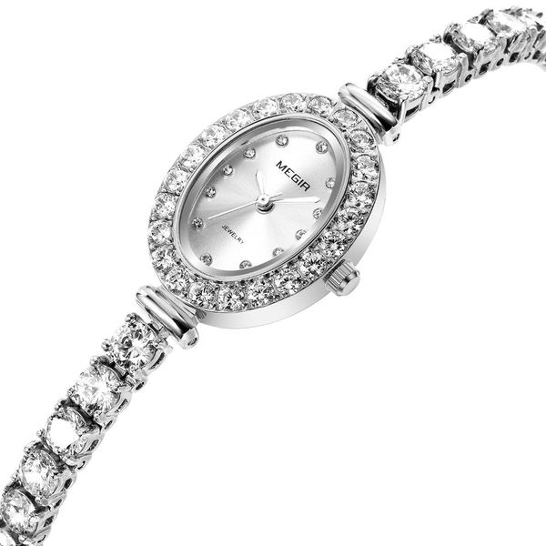 

fashion megir brand women luxury rose diamond bracelet watches ladies hour montre femme luxe damen uhren dropship, Slivery;brown