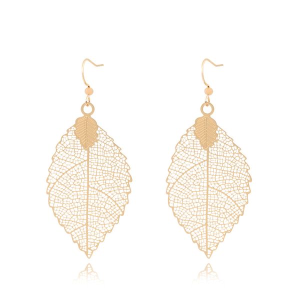 

vintage original carved leaves matte gold earrings female european and american earring protection color alloy accessories, Silver