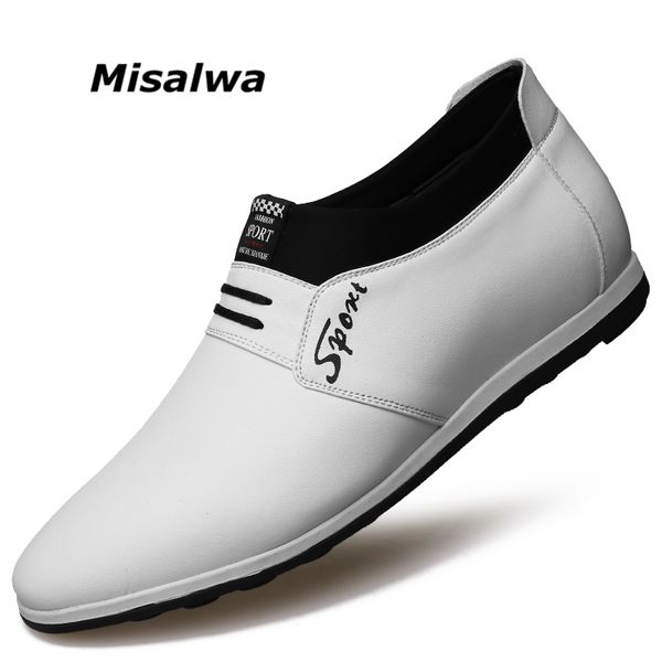 

misalwa man elevatoer shoes height increase leather brogue shoes white men casual oxfords men sneakers comfortable daily, Black