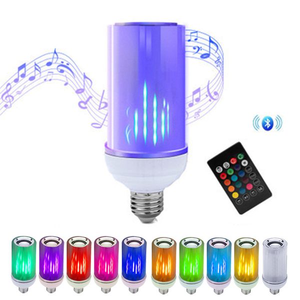 Bluetooth-Lautsprecher, Musikwiedergabe, RGB-LED-Lampe, Flamme, AC 110 V, 220 V, dimmbar, RGBW, mit 24-Tasten-Fernbedienung