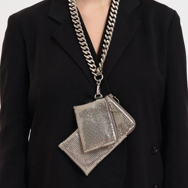 

women bags designer silver metal sequins thick chain bag evening bagtravel holiday removable chain shoulder strap clutch bag